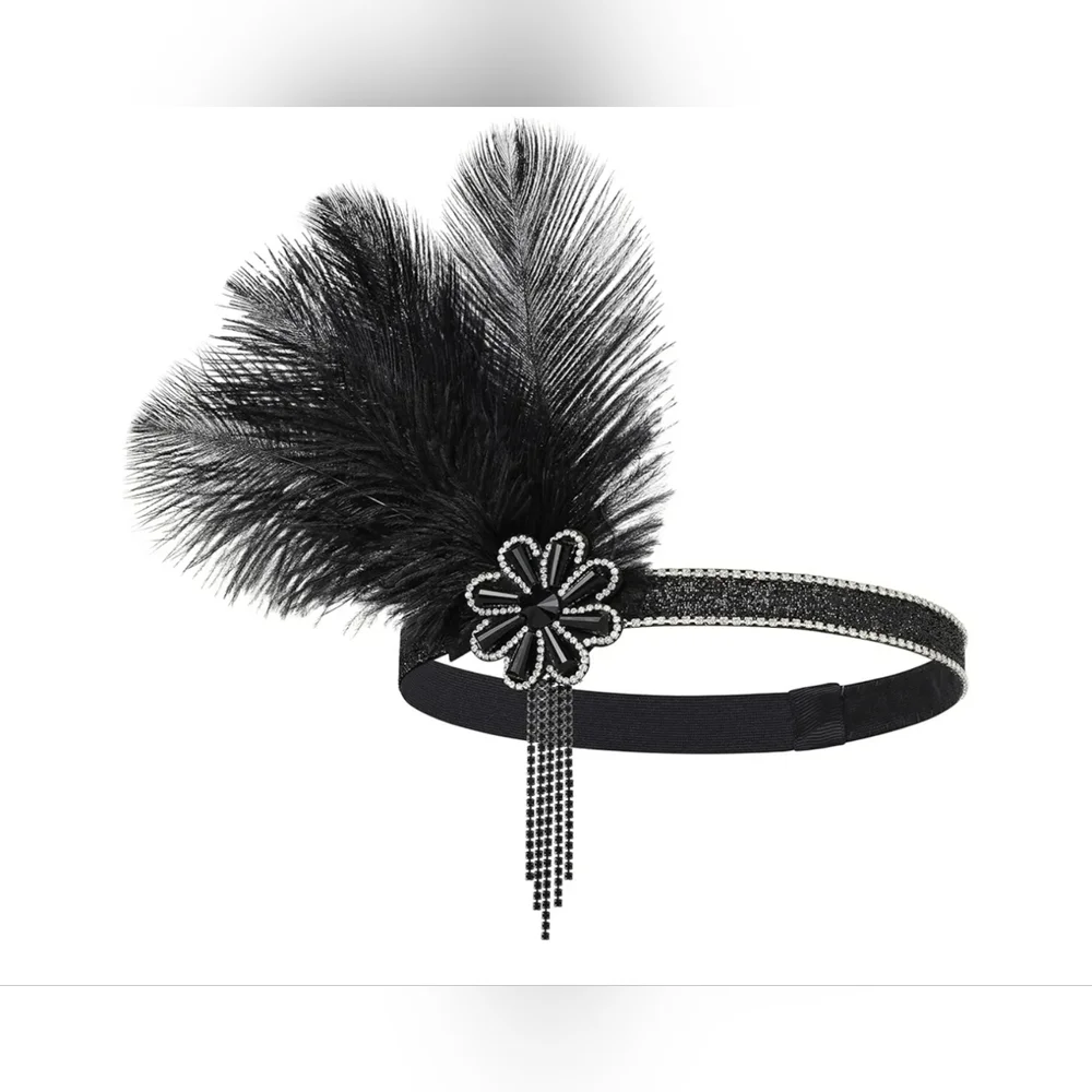 Elegant Black Feather‎ Headband